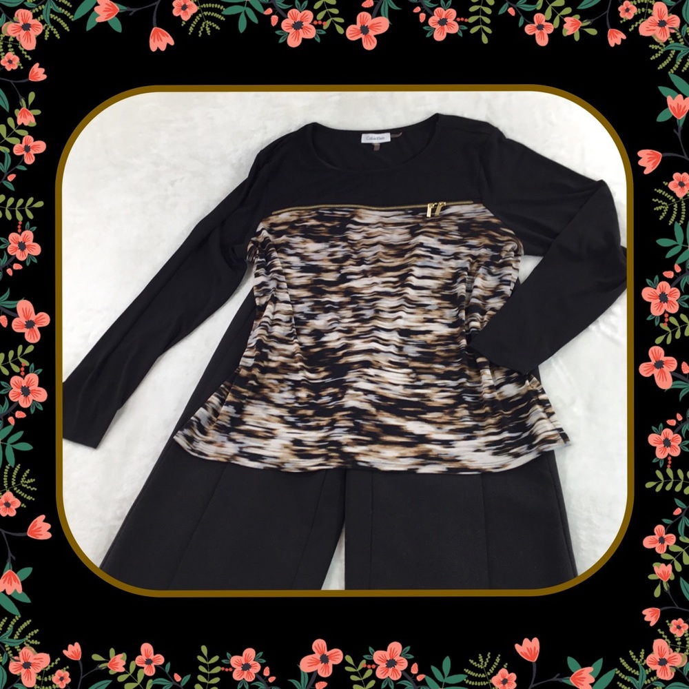 CALVIN KLEIN LONG SLEEVE ZIPPER TOP XL